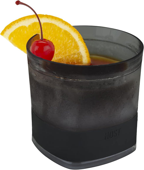 Host Freeze Cooling Cup - Old Fashioned Glass with Silicone Band for Bourbon, Scotch, Whiskey, Set of 1, Smoke