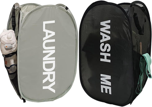 Collapsible Mesh Pop Up Laundry Hamper 2-Pack, Foldable Laundry Basket for Clothing, Stuffed Animals, Towels