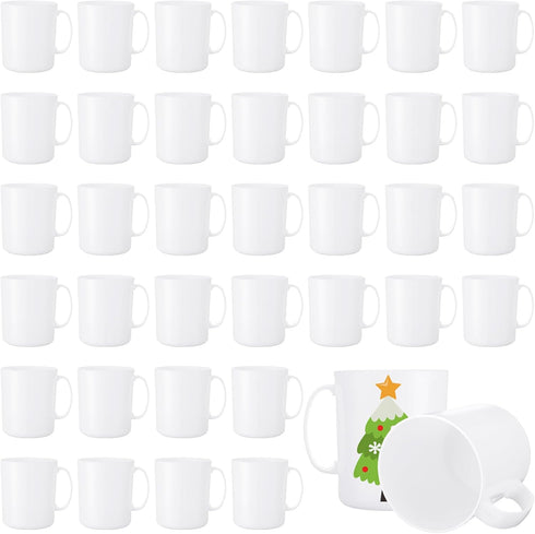 SiliFine 36 Pcs Plastic Mugs with Handle 12 oz Unbreakable Plastic Coffee