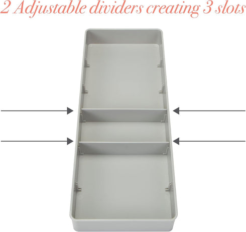 Kitchen Details 3 Compartment Adjustable Drawer Organizer | Utensil & Gadget Holder Tray | Cabinet & Storage