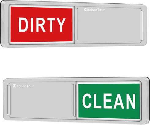 KitchenTour Clean Dirty Magnet for Dishwasher, Super Strong Non-Scratch Magnetic Silver Indicator Sign
