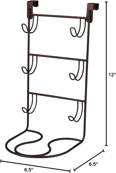 Spectrum Diversified myBella 4-Tier Over-The-Cabinet Station with Blow Dryer Holder, Bronze Hair Tool Storage Hooks