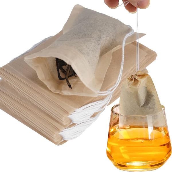 NEPAK 600 Pcs Disposable Tea Filter Bags for Loose Tea, Drawstring Empty Tea Bags, 100% Natural Unbleached Paper