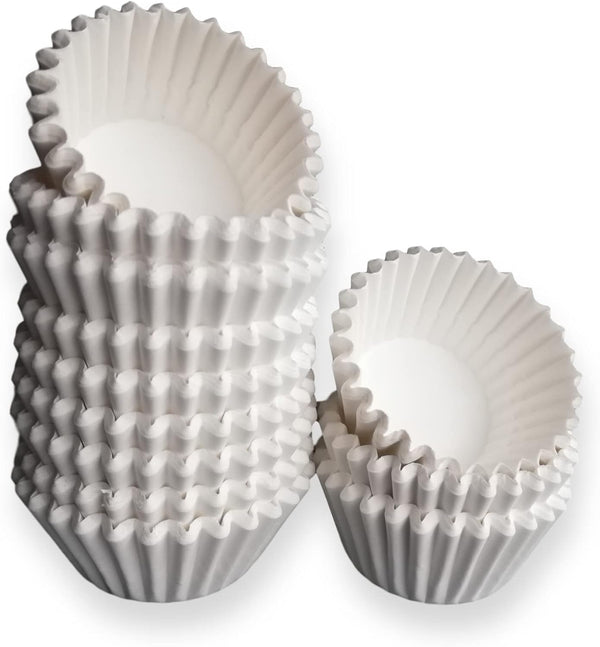 White Mini Cupcake Liners, 300-Pack Paper Wrappers for Mini Muffin Baking Pan, Perfect for Cupcakes, Muffins, Keto Fat