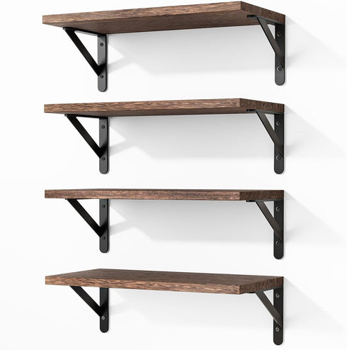 Fixwal Floating Shelves for Wall, Wood Wall Mounted Shelves for Bedroom, Bathroom,