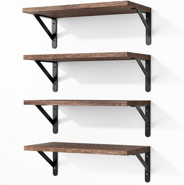 Fixwal Floating Shelves for Wall, Wood Wall Mounted Shelves for Bedroom, Bathroom,
