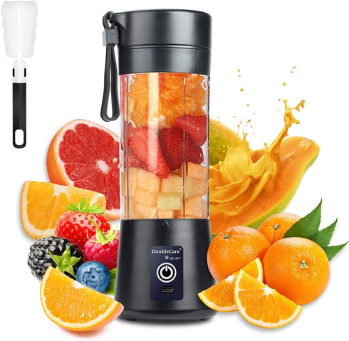 Portable Blender Cup, Electric USB Mini Juicer Blender for Shakes and Smoothies, Juice, 380ml, Six Blades Great for
