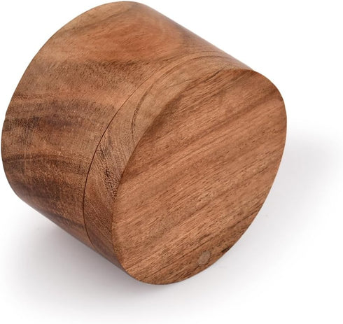 Acacia Wood Salt or Spice Box with Swivel Cover, Wooden Storage for Countertop