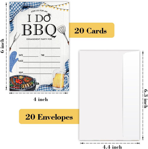 I Do BBQ Invitations with Envelopes for Wedding Bridal Shower Couple Shower Invites Barbeque Picnic Grill Cook Out Invite Cards Rehearsal Dinner Picnic Party Invitations -L791 by LONLONBANG