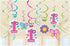 Amscan Foil Swirl Decorations - 1st Birthday Girl, Flowers and Butterflies Collection, 12 Pieces