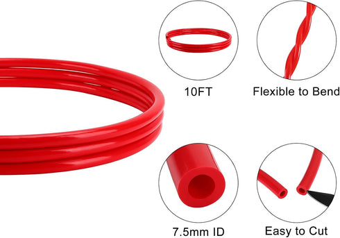 Beer CO2 Gas Line Kit - 10ft PVC Tubing Hose & 4PCS Stainless Steel Hose Clamps for 5/16’’ Barb Ball Lock