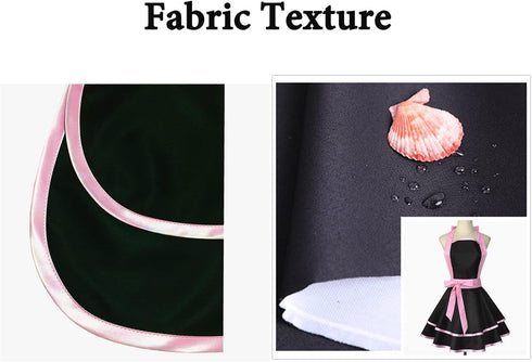 Cute Lovely Retro Aprons for Women, Vintage 50s Black Pink Cooking Kitchen Ruffle Apron