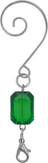 Christmas Ornament Hooks Set of 20, Red and Green Acrylic Jewels, Silver Wire Hangers, Decorative Scroll S-Hook