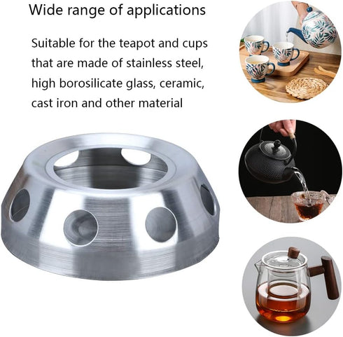 Teapot Warmer, Brushed Stainless Steel Tea or Coffee Warmer Base, Silver