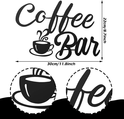 Shimeyao Coffee Bar Accessories, Metal Rustic Wall Art Sign for Cafe Home Office Kitchen, Vintage Black Cup Letter