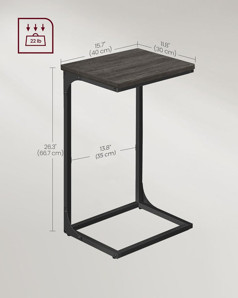 Set 2, ULET355B42 VASAGLE C-Shaped End Table, of Side Table for Sofa, Couch Table with Metal Frame, Small TV Tray Table