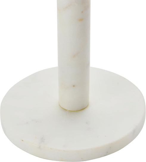 Bloomingville Modern Marble Paper Towel Holder with Brass Accent Band, White