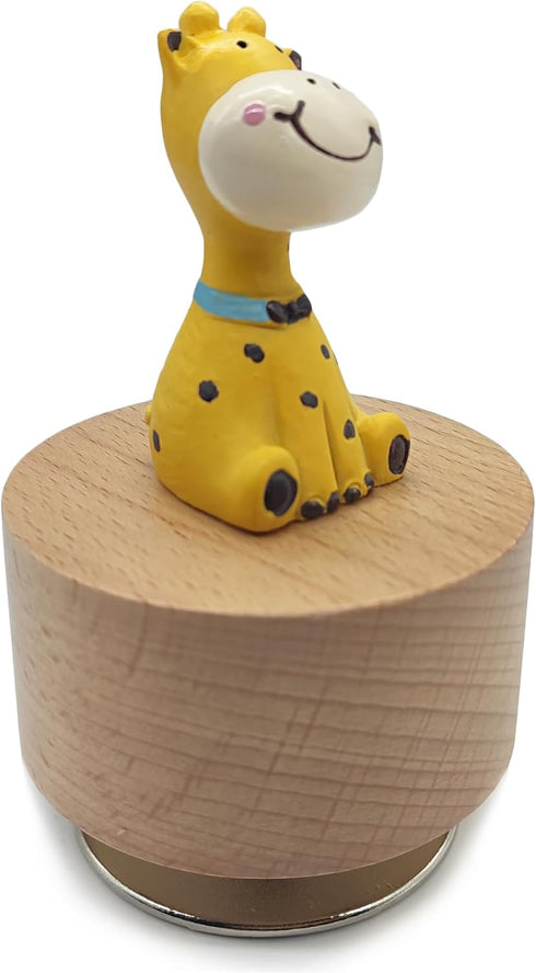 falado Mini Wooden Animal Rotary Music Box with Cute Giraffe Ornament (It's a Small World.)