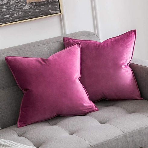 MIULEE Pack of 2 Soft Hot Pink Decorative Velvet Throw Pillow Covers, 18x18 Inch for Sofa, Bedroom