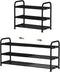 3-Tier Expandable Shoe Rack, 9.4" Ultra-Slim Metal Shoe Shelf for Entryway &
