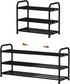 3-Tier Expandable Shoe Rack, 9.4" Ultra-Slim Metal Shoe Shelf for Entryway &