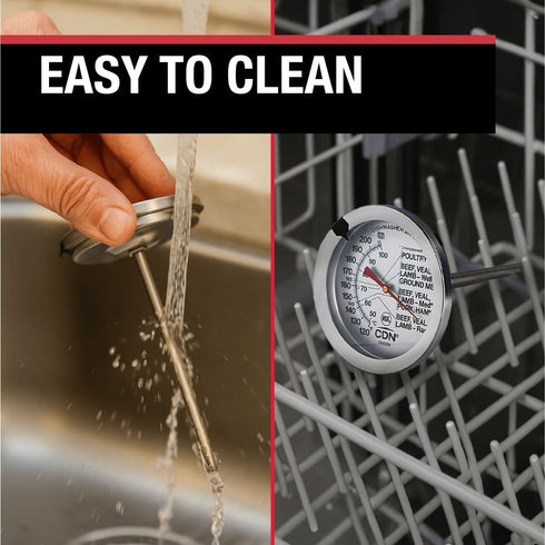 CDN Ovenproof Meat Thermometer, NSF Certified Pro Accurate, 2" Dial, Waterproof, Easy-to-Read