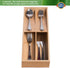 Bamboo Silverware Drawer Organizer, Small Kitchen Utensil Tray Holder for Spoons, Forks, Knives, Family of 2-4