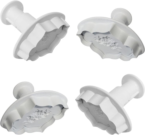 PME Creative Set of 4 Plaque Rose & Plain Embossing Plunger Cutters