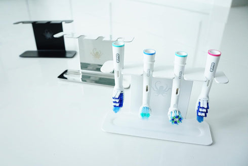 Oralb Stainless Steel Electric Toothbrush Head Holder, Compatible with Braun, Sonicare, Waterpik, Adhesive
