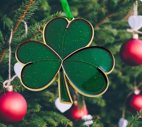 Irish Christmas Ornament, Shamrock Symbol of Ireland, 3 7/8 Inch Tree Decoration
