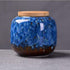 Blue Ceramic Loose Tea Storage Canister with Airtight Lid