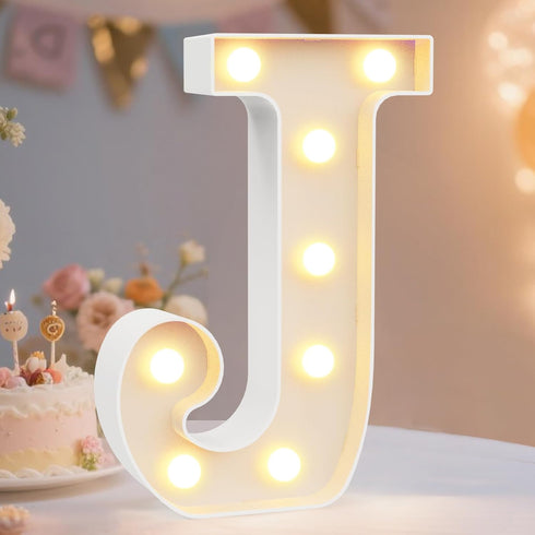Pooqla LED Marquee Letter Lights Sign - Light Up Alphabet Letter for Home Party Wedding Decoration J