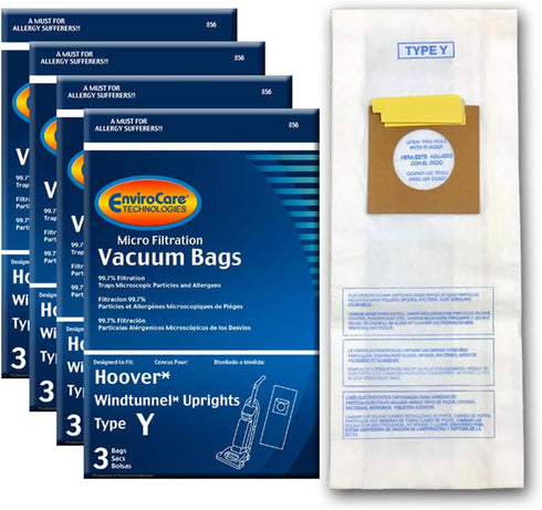 EnviroCare Replacement Micro Filtration Vacuum Cleaner Dust Bags, 12 pack for Hoover Windtunnel