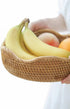 HITOMEN Handmade Rattan Bread Baskets, Round Wicker Fruit Serving Storage Bowls (Honey Brown) M-10.2''