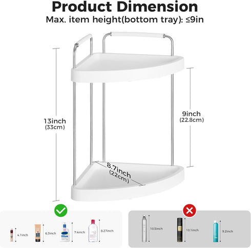 2-Tier Countertop Counter Vtopmart Bathroom Organizer, Vanity Dresser Tray Shelf for Skincare, Perfume, Makeup, Silver
