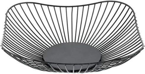 Metal Wire Countertop Basket for Fruit, 10 Inches Black Storage Holder Stand for Kitchen, Vegetable Bowl