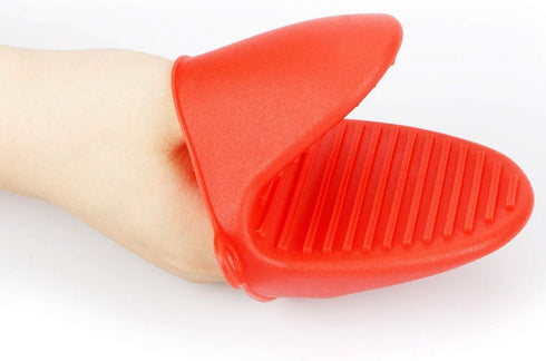 2 Pairs Mini Oven Gloves - Silicone Heat Resistant Cooking Pinch Mitts Potholder for Kitchen Cooking & Baking (Red and