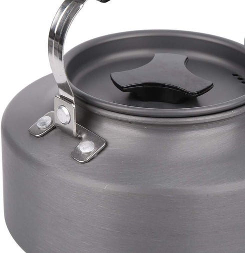 Outdoor Camping Tea Kettle Teapot 1.1L, Portable Coffee Pot Picnic Set, Wood Stove Steamer for Hiking (Grey)