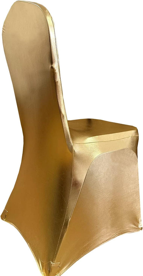 Stretch Chair Cover - Chair Slipcover Decoration for Wedding Banquet Party (Shiny Gold)