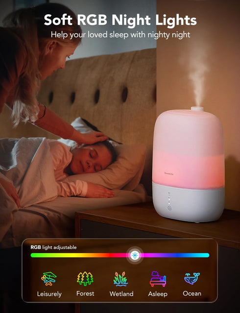 GoveeLife Smart Humidifiers for Bedroom, 3L Top Fill Cool Mist with Essential Oil Diffuser and Night Light