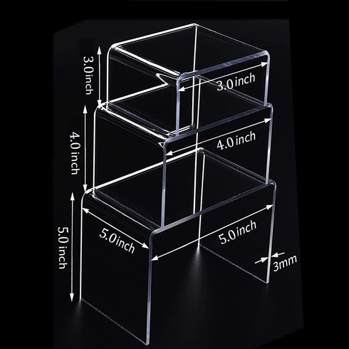 6-Pack Clear Acrylic Display Risers, Showcase Shelf for Figures, Cupcakes, Jewelry Display Stands - 3 Large Size