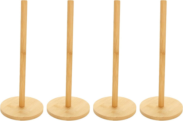Wooden Paper Towel Holder Stand (4 Pcs), Non-Slip Countertop Paper Roll Holder for Kitchen Countertop and Table