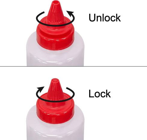 16-Ounce (Set 6), Amazing Abby Plastic Squeeze Bottles of Reusable Condiment Bottles, BFA-Free, Dishwasher-Safe