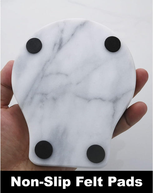 Marble Spoon Rest for Kitchen Counter, Cooking Utensil Holder for Stove Top, Non-Slip Silicone Feet, 1 Pack