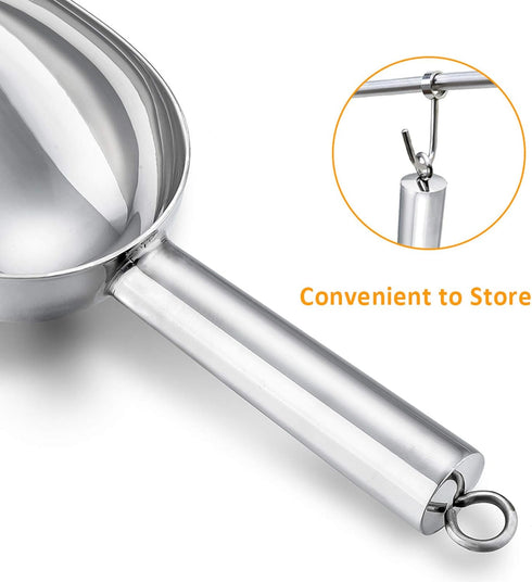 E-far Stainless Steel Ice Scoop Set, Ideal for Ice Cube/Coffee Bean/Food/Candy/Flour/Popcorn, Set of 3 (5-8-12 Ounce)