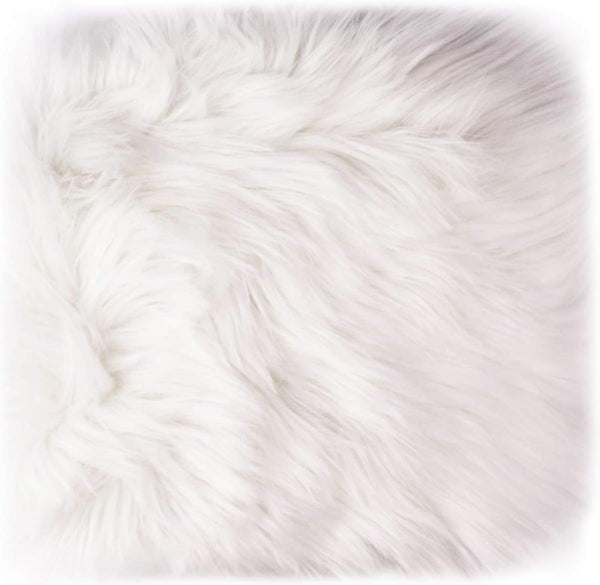 12 Small Faux Fur Sheepskin Cushion, Soft Plush Area Rug for White Photo Background, Jewelry, Nail Art, Decor (Square)