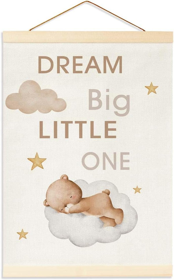 Fisahat Teddy Bear Nursery Banner Decor, Cute Sleeping Baby Bear Inspirational Kids Wall