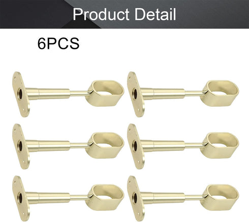 MroMax Shower Curtain Rods, Wall Mounted Support Bracket for Pipe Diameter 0.63" x 1.18" (Golden Tone, 4pcs)