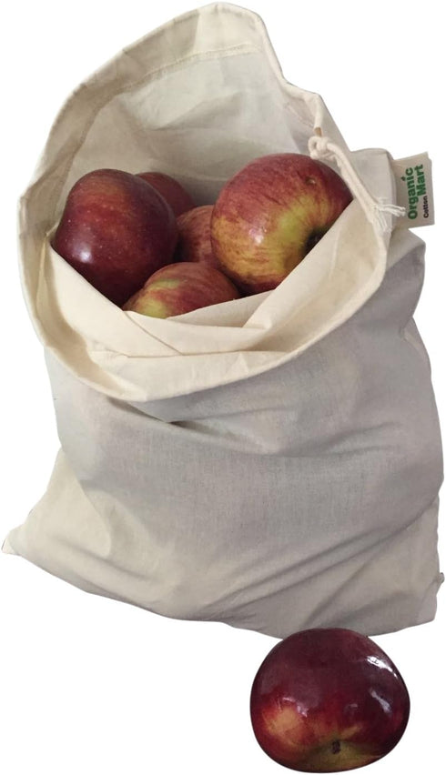 Set 3 (3, 10"x12") Muslin Produce Storage Bags - Almond Milk Bags - Reusable grocery bags cotton drawstring - Candy Bag