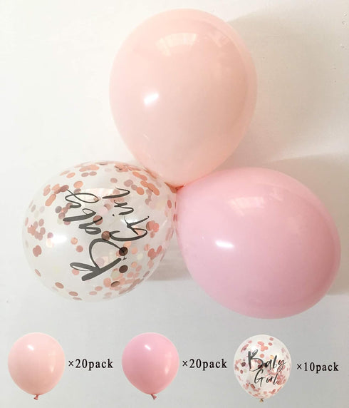 12inch Blush Pink Balloons and Rose Gold Confetti Balloons for Baby Shower Birthday Girl Party Decorations